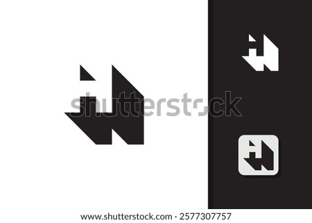 letter h negative space logo design vector template