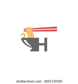 Letter H with noodle icon logo design vector template