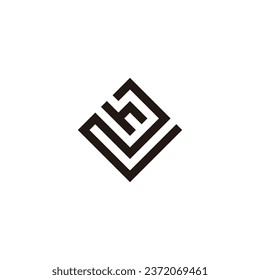 Letter h number 2 square, elegant geometric symbol simple logo vector