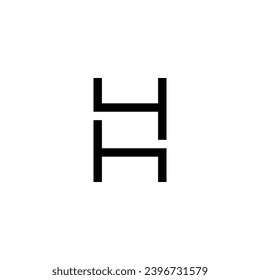 Letter h number 4 square geometric symbol simple logo vector