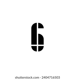 Letter h number 6 geometric symbol simple logo vector