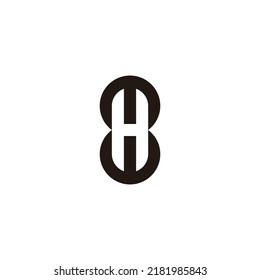 Letter H number 8 outline geometric symbol simple logo vector