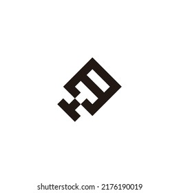 Letter H and number 8 square, outline geometric symbol simple logo vector