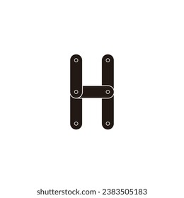 Letter H nuts and bolts geometric symbol simple logo vector