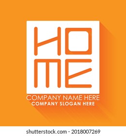 Letter H O M E word minimal abstract icon logo, letter H O M E initial modern logo vector.