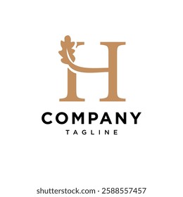 Letter H Oak Leaf Logo Icon Vector