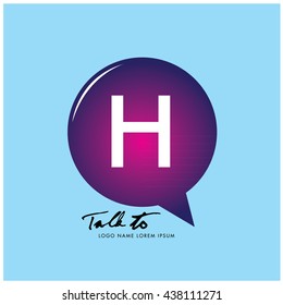 Letter H on bubble talk icon as an integrated communication. Design Template for the communication, commercial, technology, and campaign activities