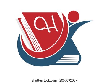 letter H on the cover of the book. Flat style