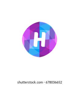 letter H on crystal polygonal circle,logo design, isolated on white background.
