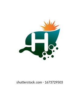 Letter H on leaf concept logo or symbol template design