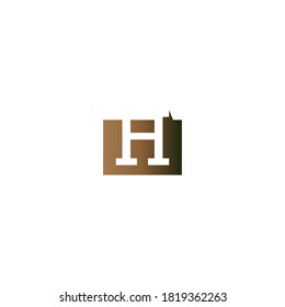 Letra H en el vector de plantilla de icono cuadrado