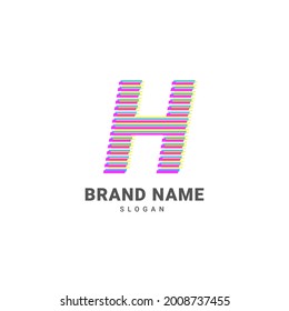letter H optic illusion logo, trendy glitch alphabet brand