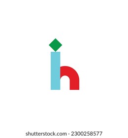 Letter i and h outline geometric symbol simple logo vector