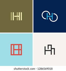 Letter H Outline Set Idea Abstract Colorful Creative Modern Business Logo