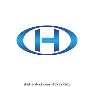 Letter H oval logo design template blue