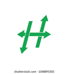 letter h with overlapping arrows logo vector