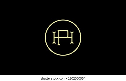 LETTER H AND P LOGO WITH CIRCLE FRAME FOR LOGO DESIGN OR ILLUSTRATION USE
