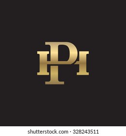 letter H and P monogram golden logo
