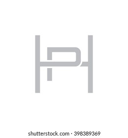 letter H and P monogram square shape logo gray
