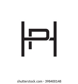 Letter H And P Monogram Square Shape Logo Black