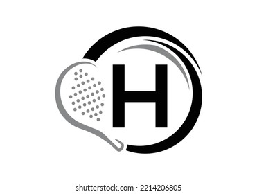 Letter H Padel Racket Logo Design Vector Template. Beach Table Tennis Club Symbol. business, and company identity