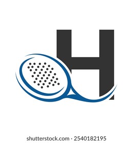 Letter H With Padel tennis Racket Logo Design Vector Template. Beach Table Tennis Club Symbol. business, and company identity