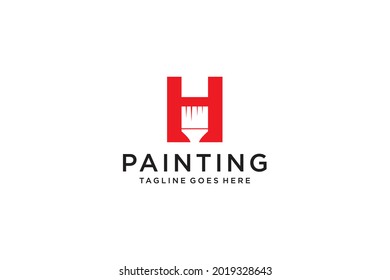 Letra H para logotipo de pintura, logotipo de servicios de pintura, vector de logotipo de pintura