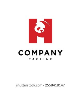 Letter H Panda Logo Icon Vector