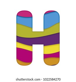 Letter H in paper cut style. Vector illustration