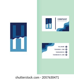 Letter H Paper Cut Style with Business Card. Font H Uppercase Logo for Creative Business 