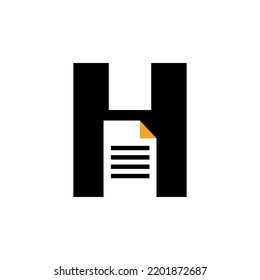 Letter H Paper Document Logo Vector Template Simple Concept