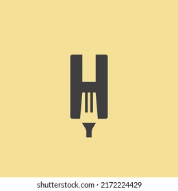 the letter H with a part of the fork shape at the bottom. This icon uses the negative space visual element.
