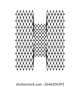 Letter H pattern. Alphabet mesh design. Typography grid structure. Vector character illustration.