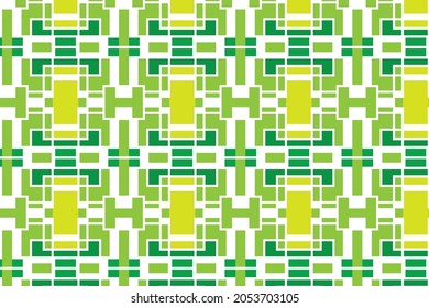 letter H pattern combined with rectangle shape. multicolored green seamless pattern design template.