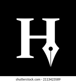 Letter H Pen Logo Design Template Inspiration, Vector Illustration.