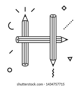 Letter H - Pencil Alphabet for children and school