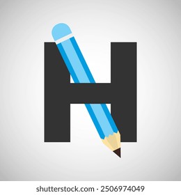 Letter H with pencil logo design template. Logo for education, student or corporate identity.