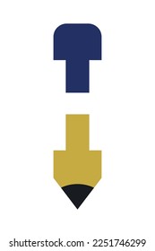 Letter H with pencil logo icon design template element. Vector graphic illustration. Text H negative space logo on pen symbol vector illustration. 