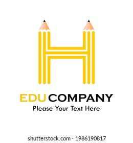 Letter h with pencil logo template illustration. suitable for education