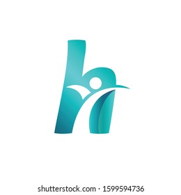 Letter H People Healthy Life Logo Design. Community Care Business Vector. Initial Typography Man or Woman Success Graphic Icon.
