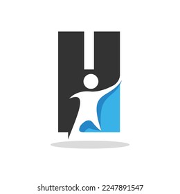 Letter H People Logo Design Template Inspiration, Vector Illustration.