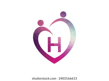 Letter H People Logo Design Template Inspiration, Vektorgrafik.