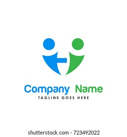 letter H people logo vector