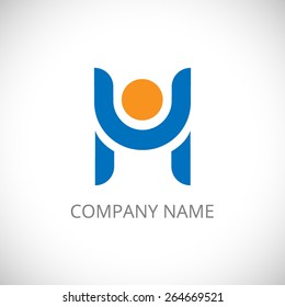 Letter H, people, society Abstract shape, eps10 vector. Creative concept icon. Corporate company identity. 