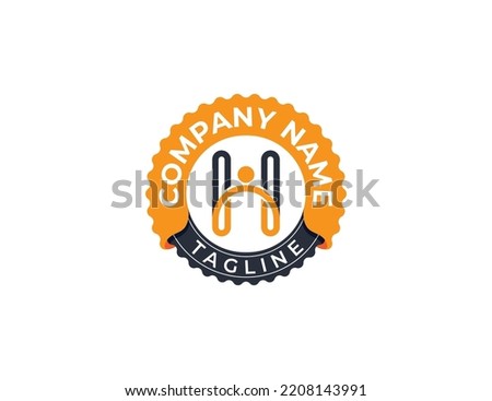 Letter H People Stamp Badge Logo Concept icon sign symbol Design Element. Financial, Human, People, Tie, Consultant Business Logotype. Vector illustration template Imagine de stoc © 