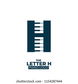 Letter H Piano logo icon creative smart negative space illustration