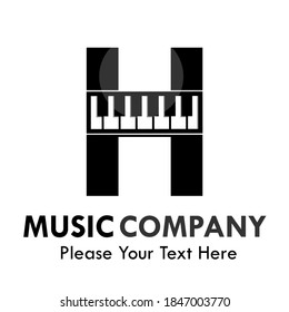 Letter h with piano logo template illustration. suitable for music studio, brand, web, identity, label etc