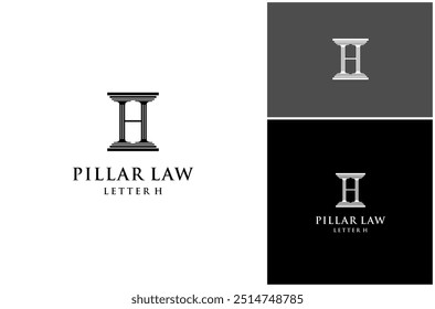 Letter H Pillar Attorney Law Firm Legal Justice Lawyer Courthouse Vector Logo Design Illustration