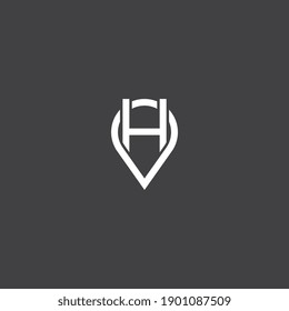 Letter H Pin Point Map Simple Logo Icon Vector Template