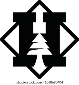 logotipo de la letra H de un árbol de pinos
